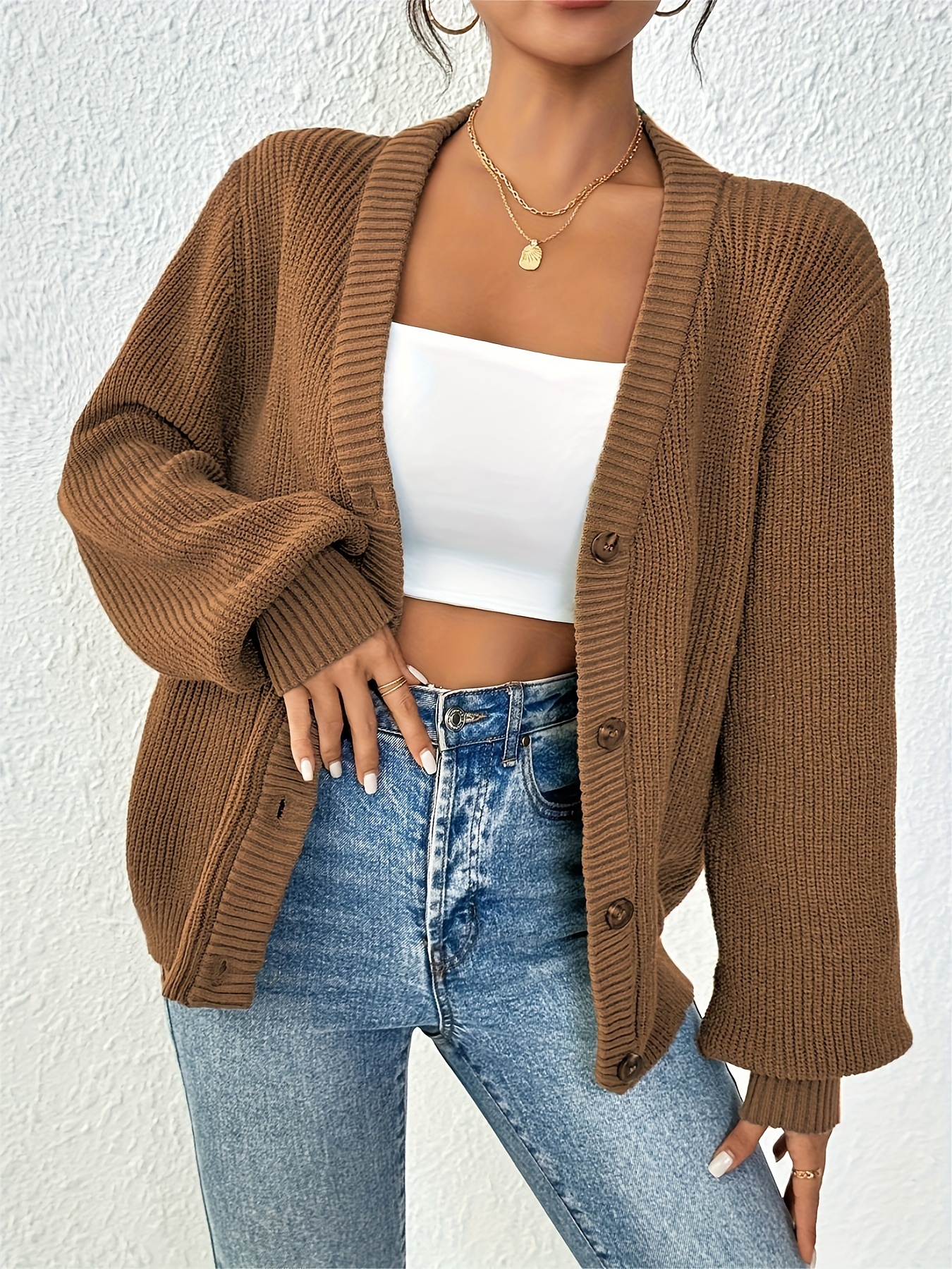 Kardigan damski Self-Style Plus Size z guzikami z przodu
