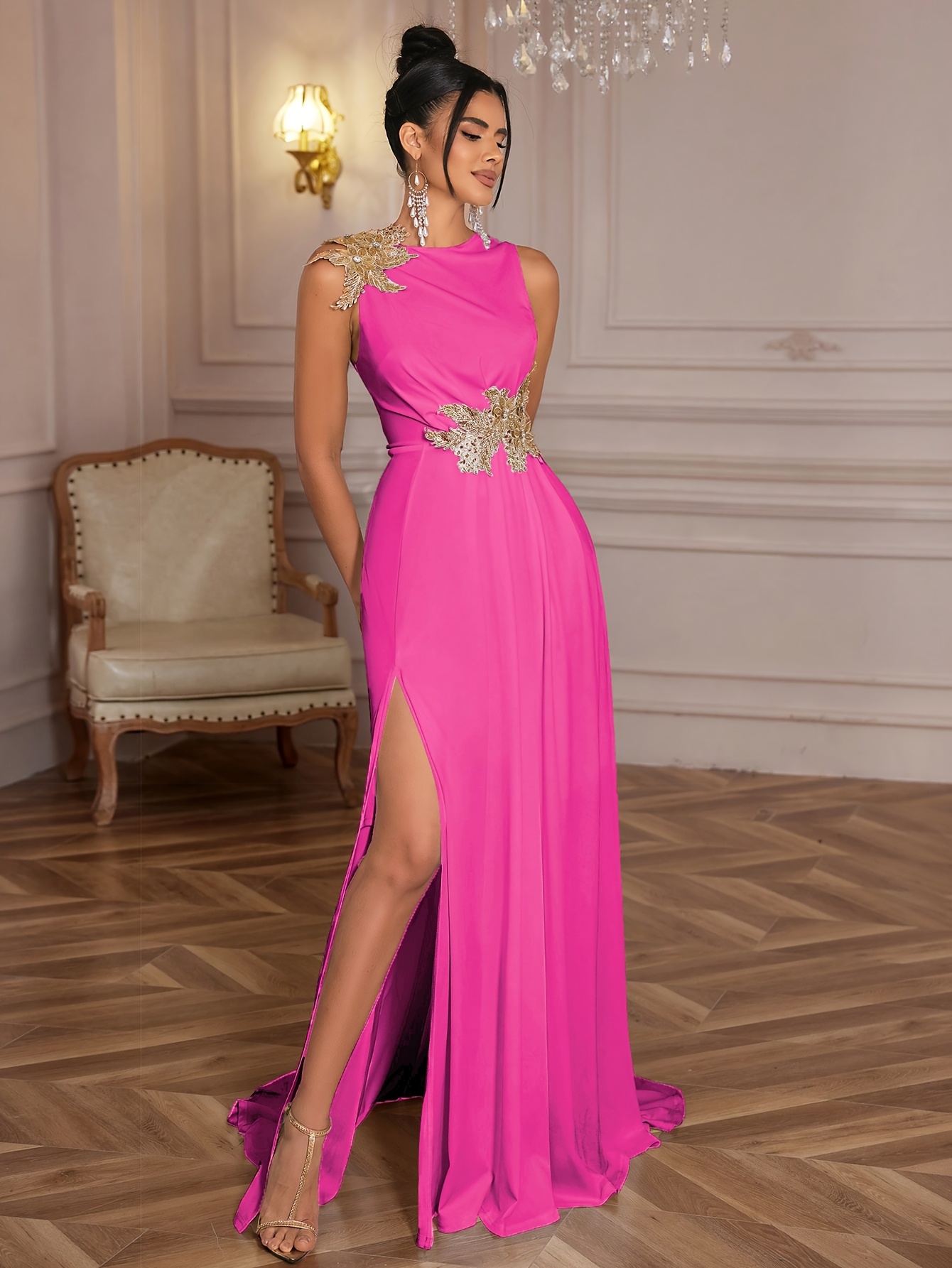 Elegancka sukienka imprezowa bez rękawów dla kobiet