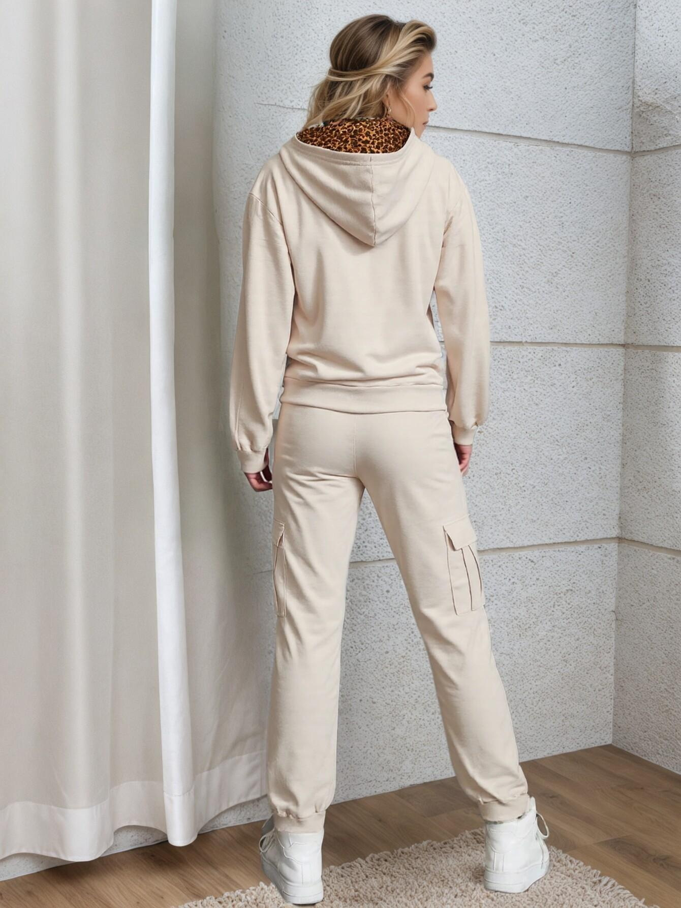 Bez opłat importowych Lokalny magazynKobiety Casual Hoodie Zestaw z kieszeniami Stylowy i wygodny kombinezon treningowy dla Casual Dress