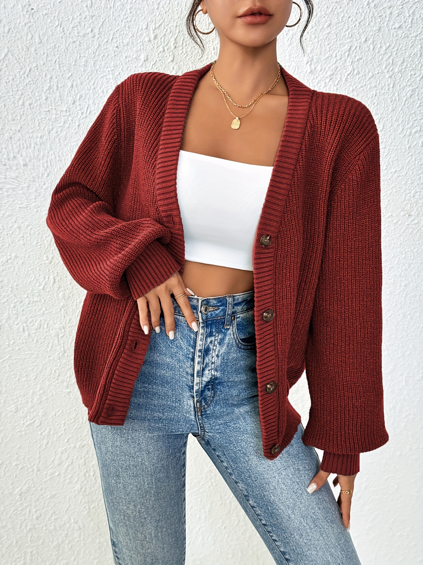 Kardigan damski Self-Style Plus Size z guzikami z przodu