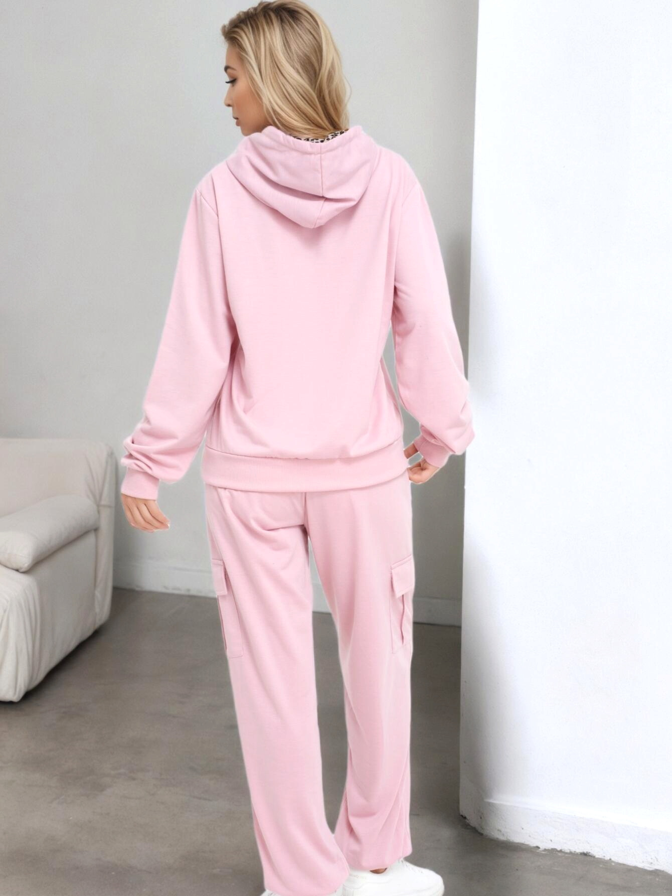 Bez opłat importowych Lokalny magazynKobiety Casual Hoodie Zestaw z kieszeniami Stylowy i wygodny kombinezon treningowy dla Casual Dress