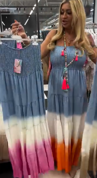 Sukienka bez rękawów z okrągłym dekoltem i efektem tie-dye