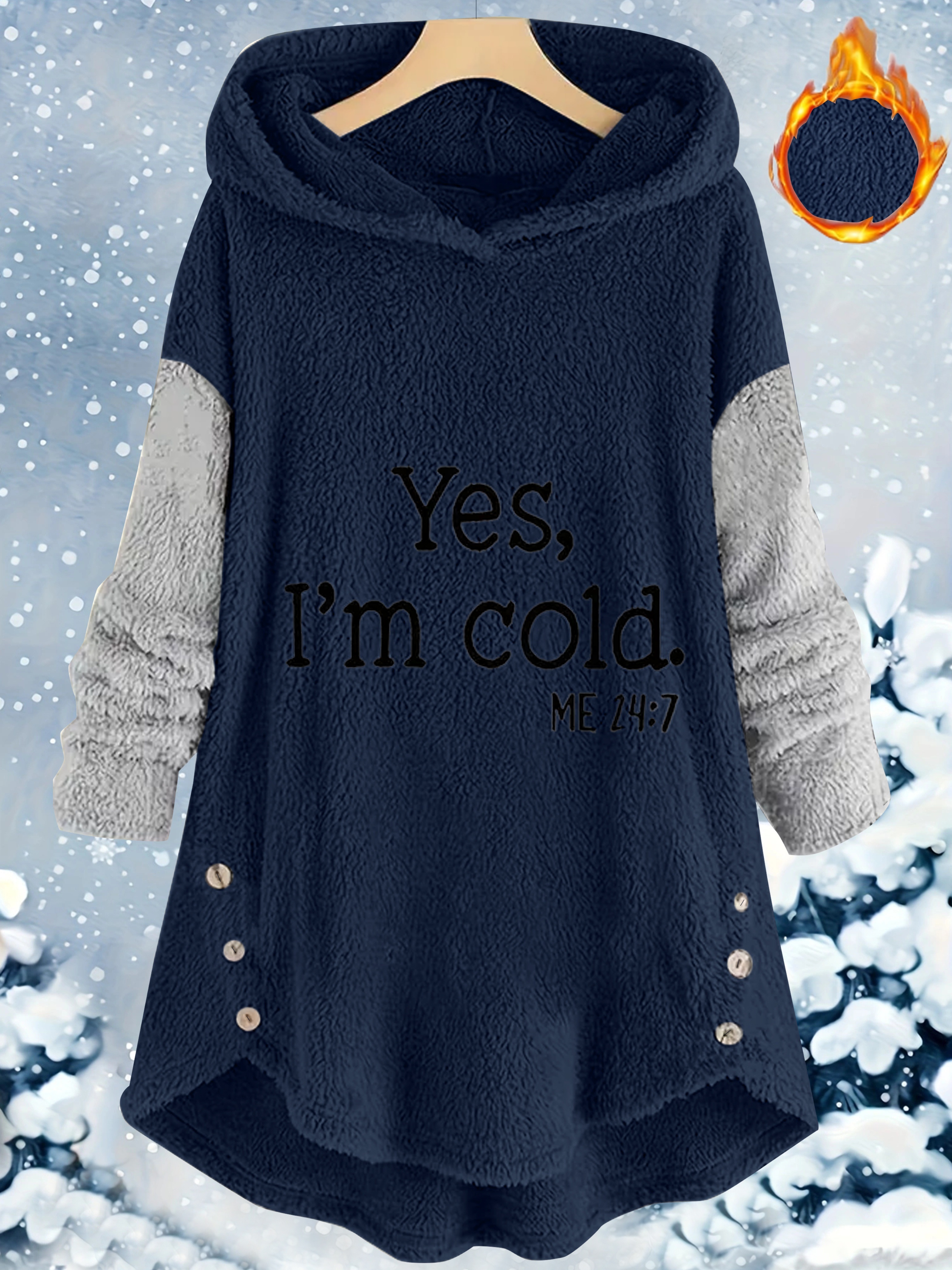 Zestaw spodni typu „I'm Cold” z nadrukiem „Luźne, pluszowe”