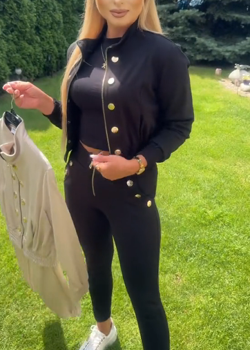 49% zniżki w ostatnim dniu - Komplet kurtka zapinana na guziki + legginsy