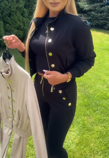 49% zniżki w ostatnim dniu - Komplet kurtka zapinana na guziki + legginsy