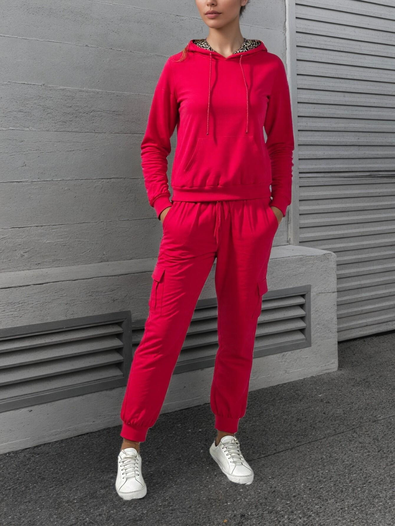 Bez opłat importowych Lokalny magazynKobiety Casual Hoodie Zestaw z kieszeniami Stylowy i wygodny kombinezon treningowy dla Casual Dress