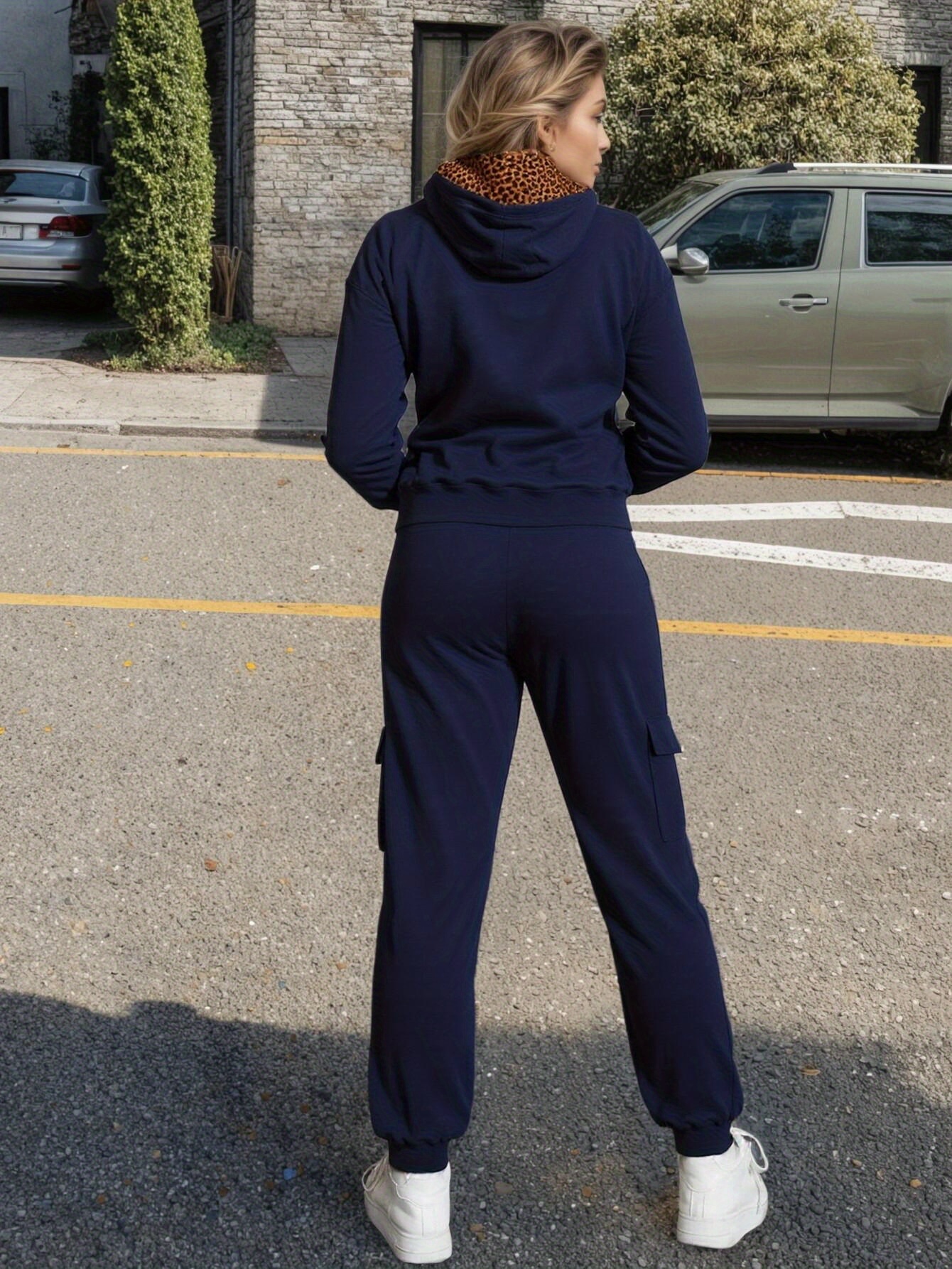 Bez opłat importowych Lokalny magazynKobiety Casual Hoodie Zestaw z kieszeniami Stylowy i wygodny kombinezon treningowy dla Casual Dress