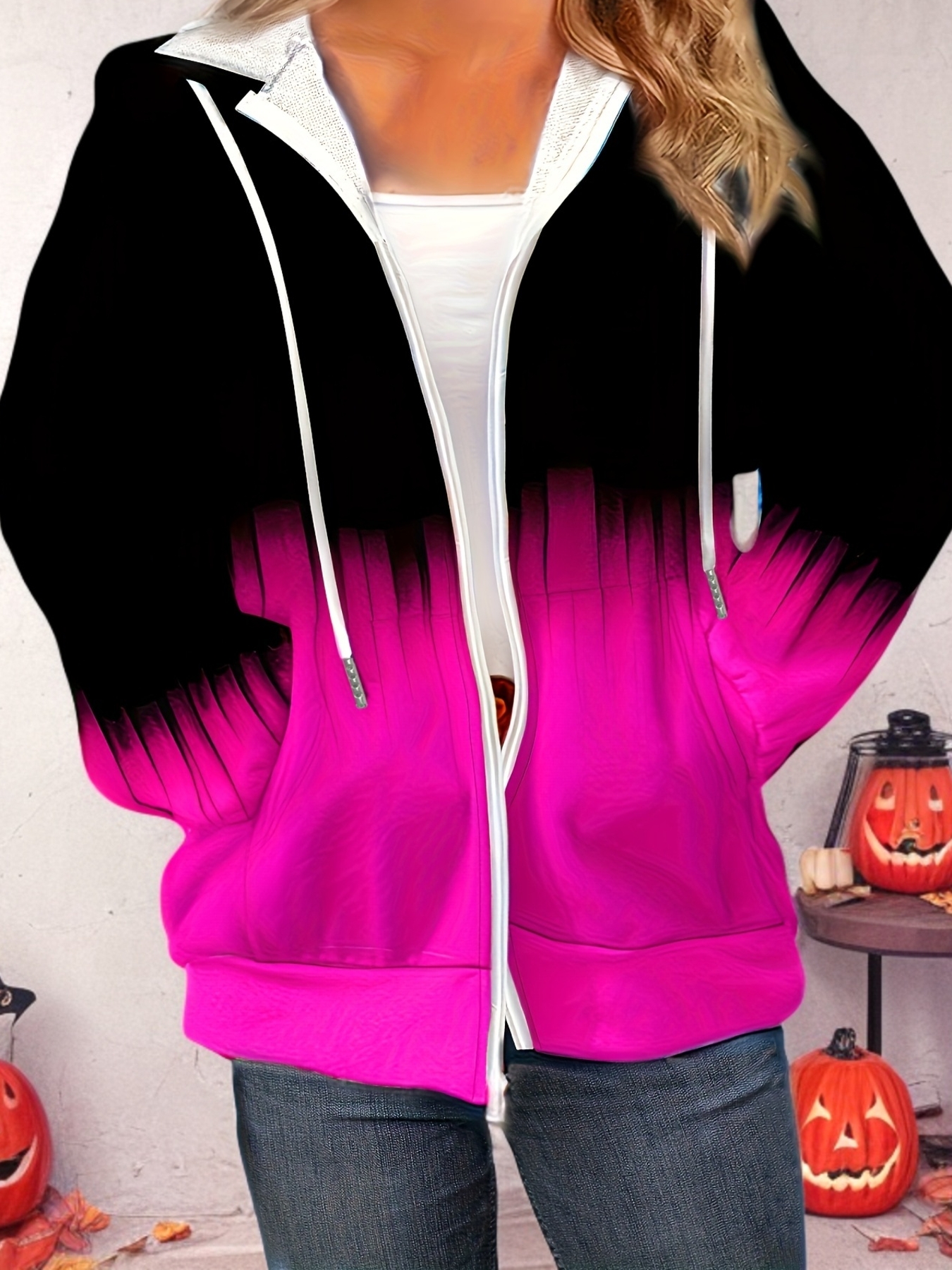 Lekka kurtka z kapturem i gradientem