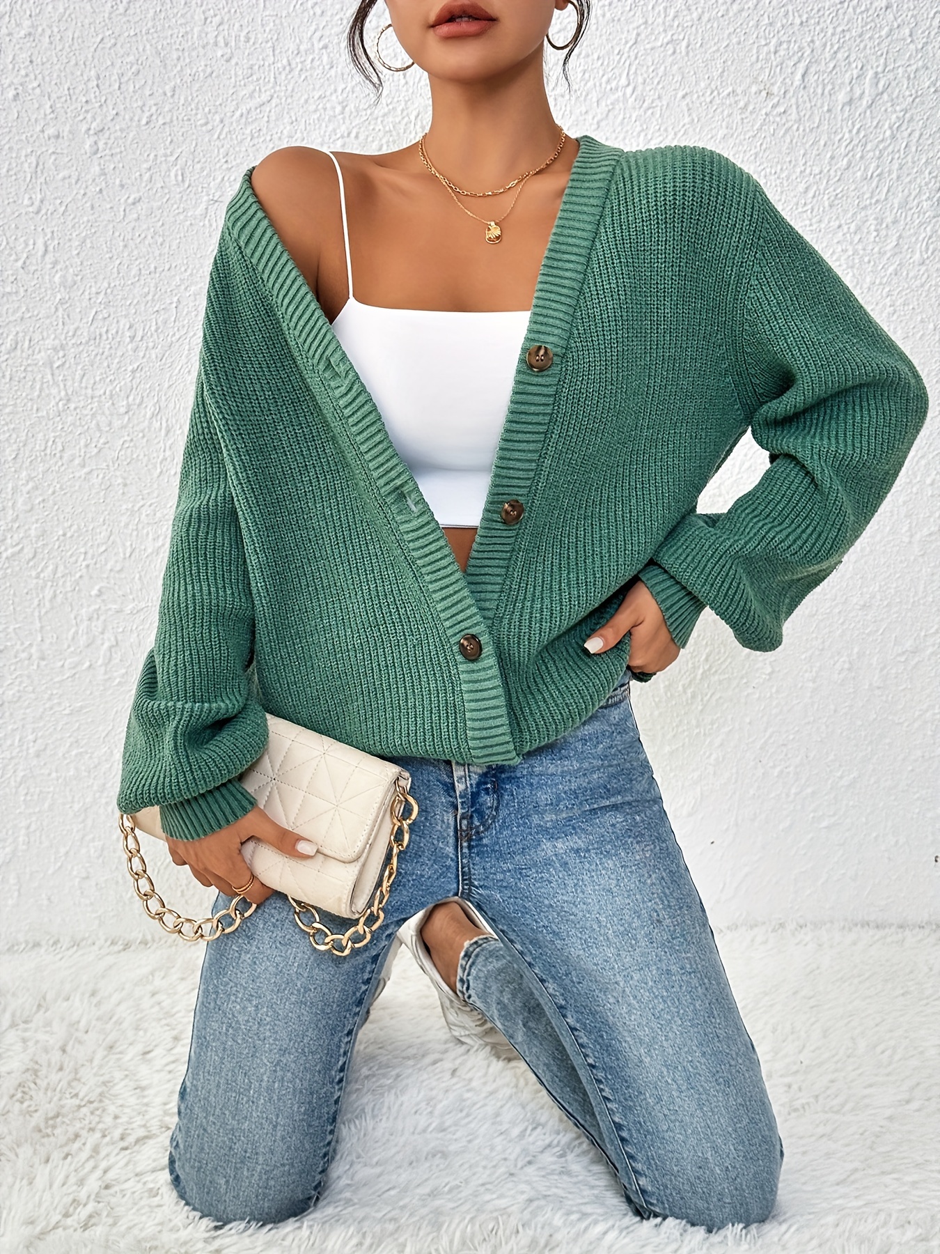 Kardigan damski Self-Style Plus Size z guzikami z przodu