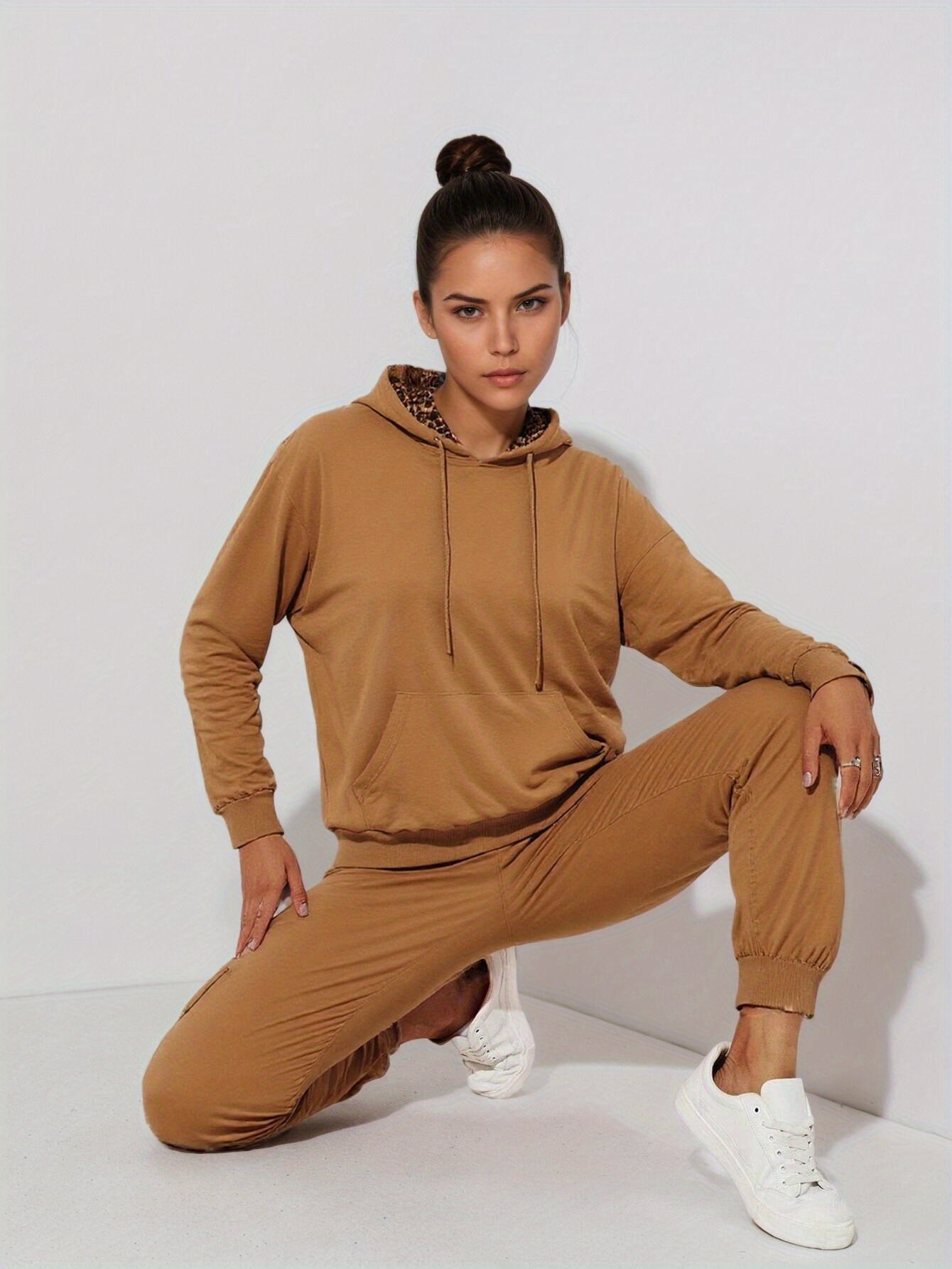 Bez opłat importowych Lokalny magazynKobiety Casual Hoodie Zestaw z kieszeniami Stylowy i wygodny kombinezon treningowy dla Casual Dress