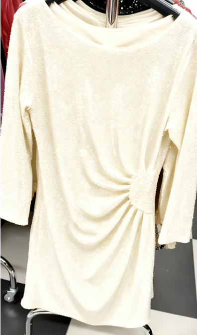 Sukienka z długim rękawem i okrągłym dekoltem z cekinami