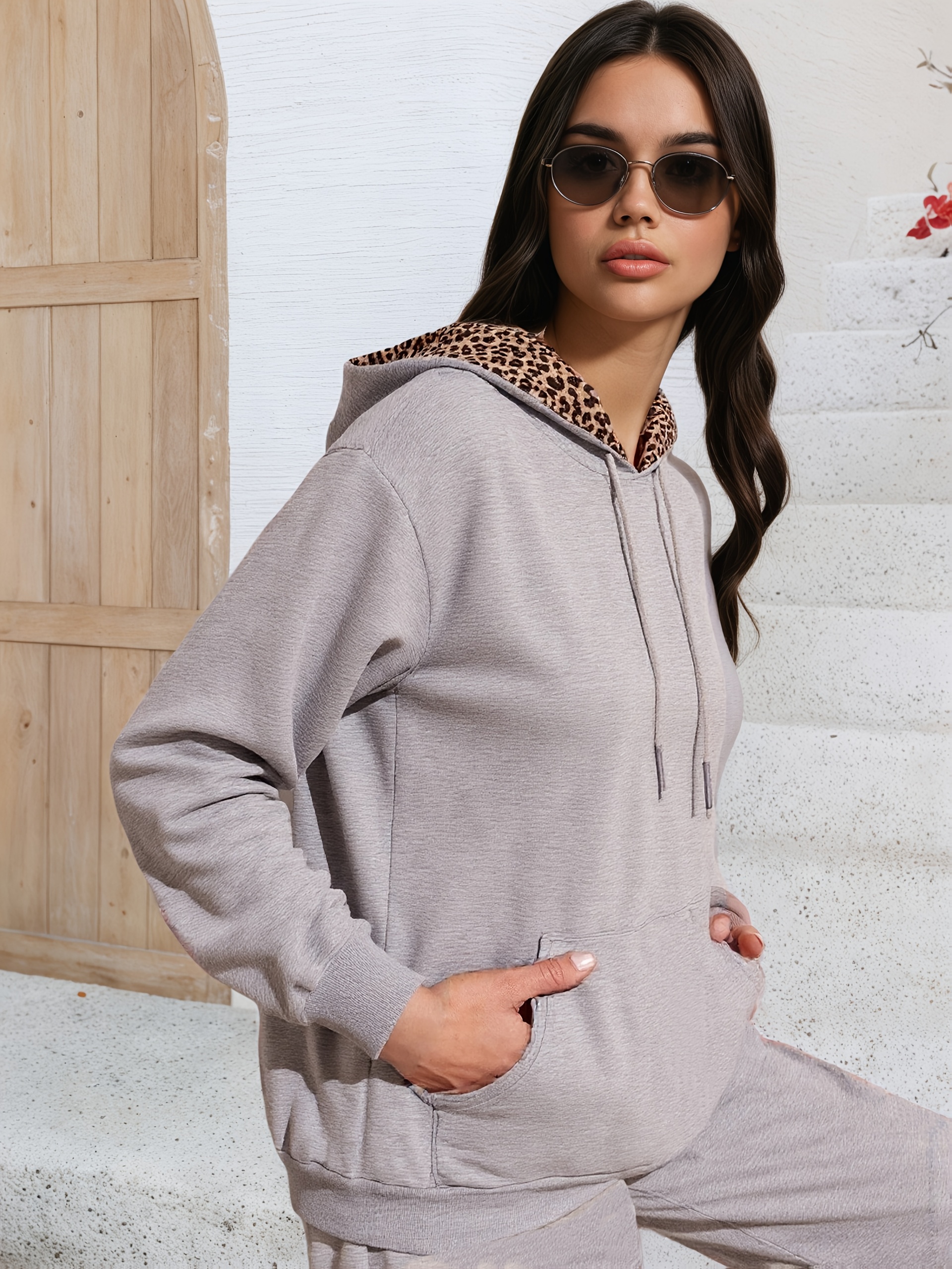 Bez opłat importowych Lokalny magazynKobiety Casual Hoodie Zestaw z kieszeniami Stylowy i wygodny kombinezon treningowy dla Casual Dress