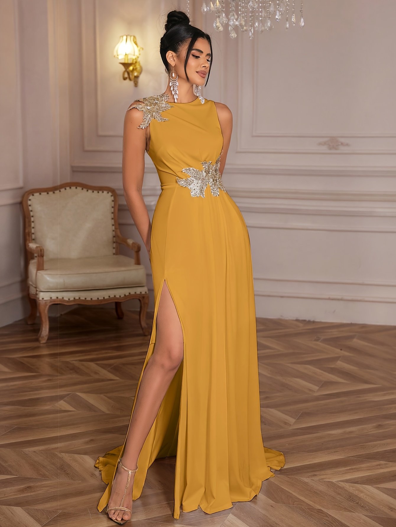 Elegancka sukienka imprezowa bez rękawów dla kobiet