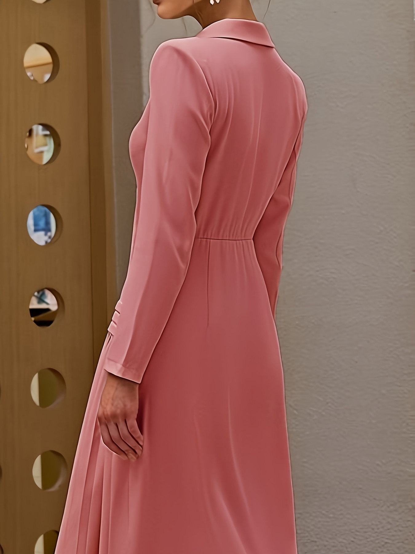 Kobiety Eleganckie Sukienka - Podwójne Piersie, Notch Lapel, Plisowane Hem
