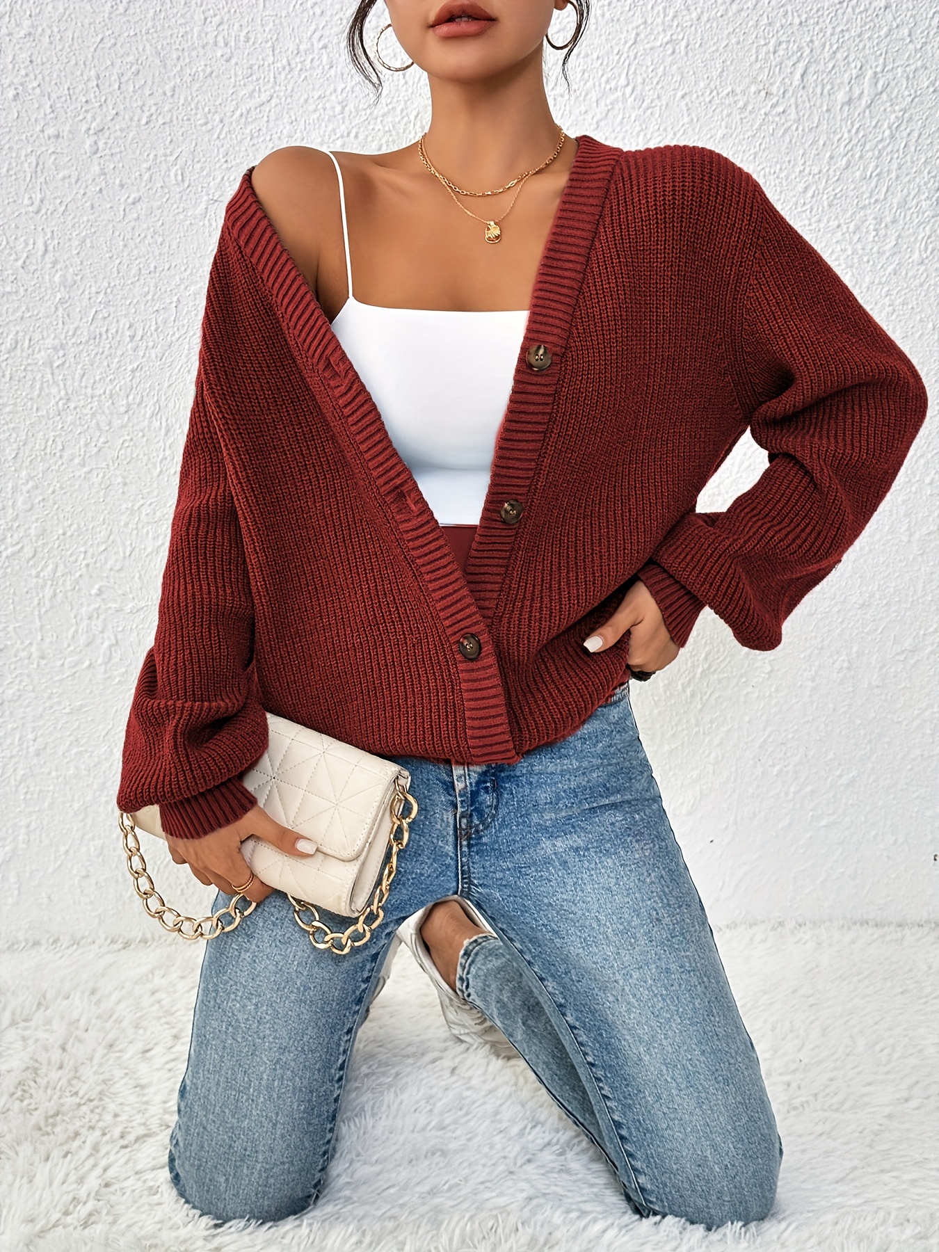 Kardigan damski Self-Style Plus Size z guzikami z przodu