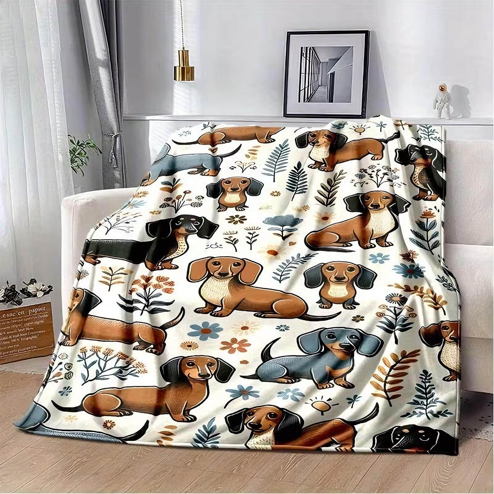 Cute Dachshund Print Blanket