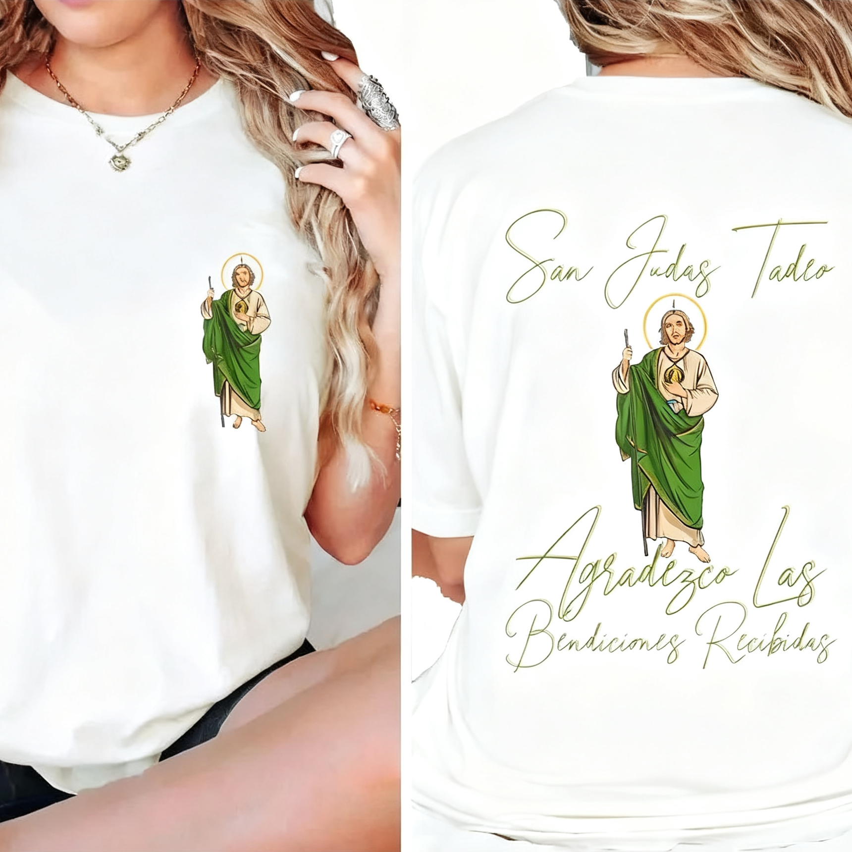 San Judas Tadeo Latino 2 Sides T-Shirt 