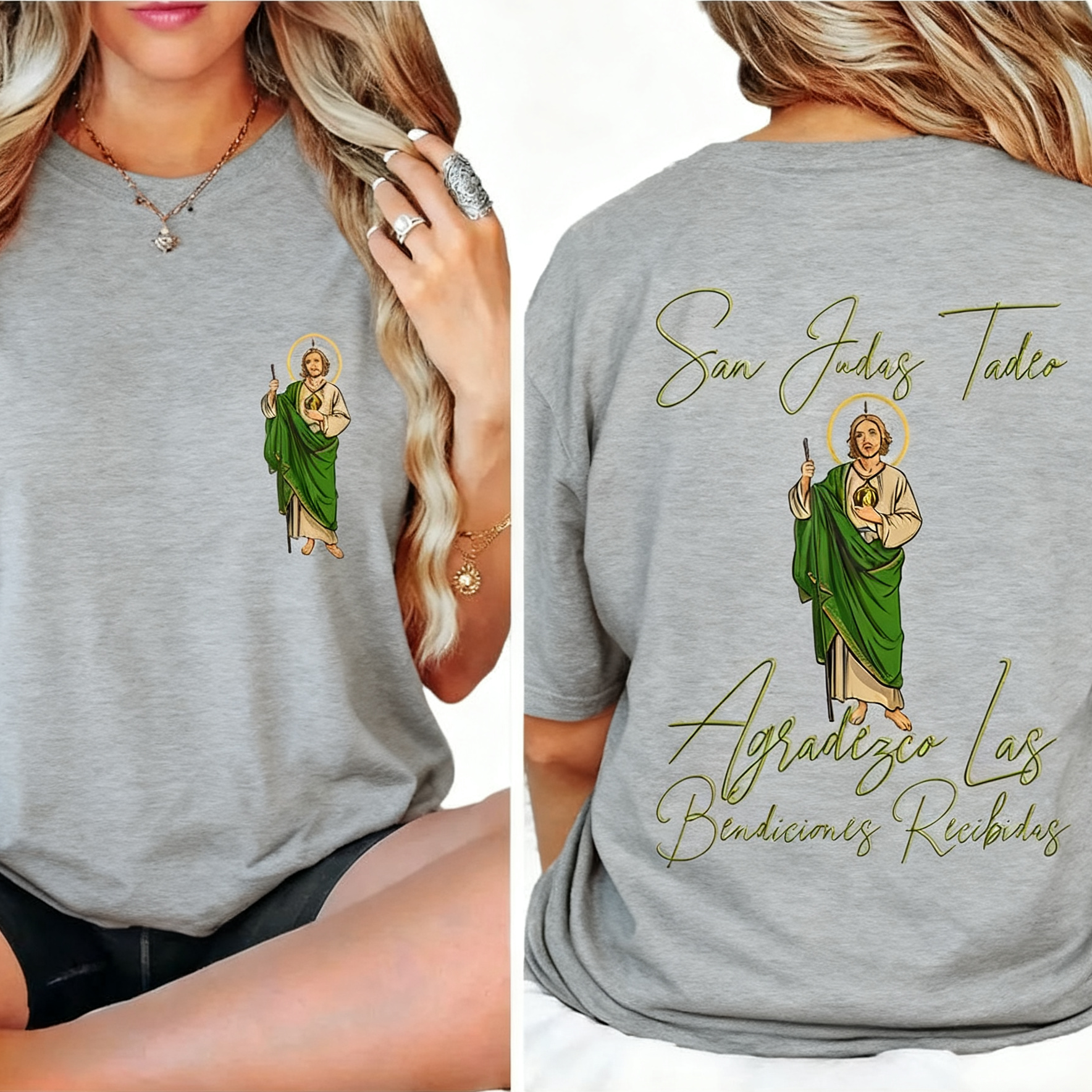 San Judas Tadeo Latino 2 Sides T-Shirt 