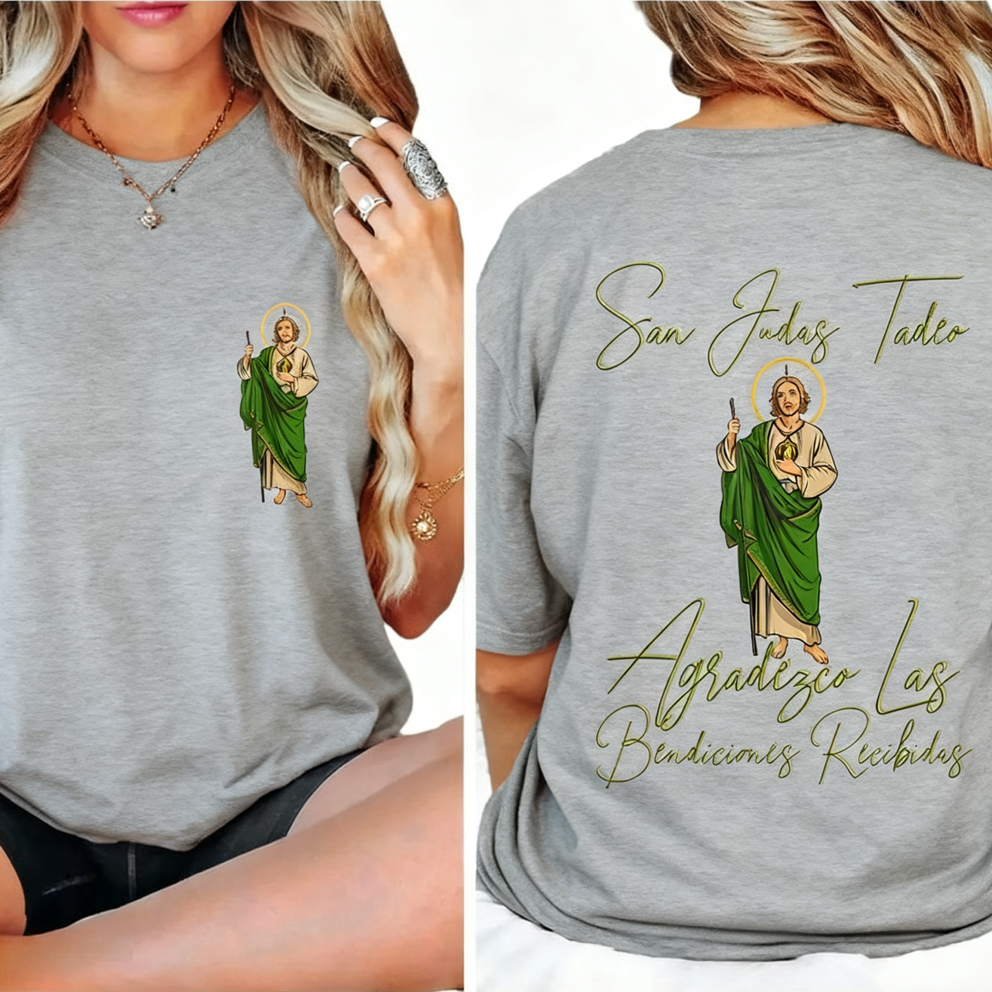 San Judas Tadeo Latino 2 Sides T-Shirt 