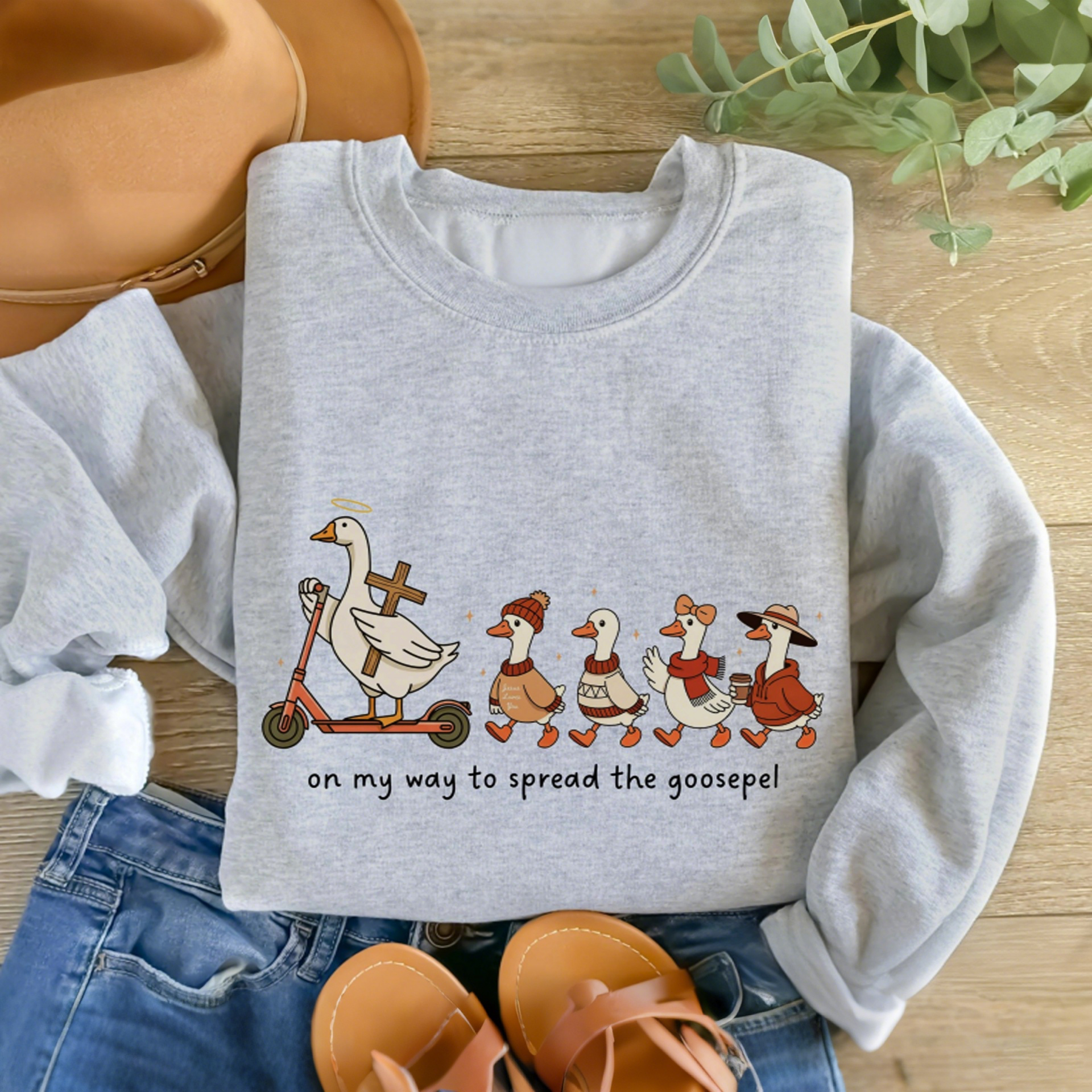 On My Way To Spread The Goosepel Christian Funny Goose Sweatshirt
