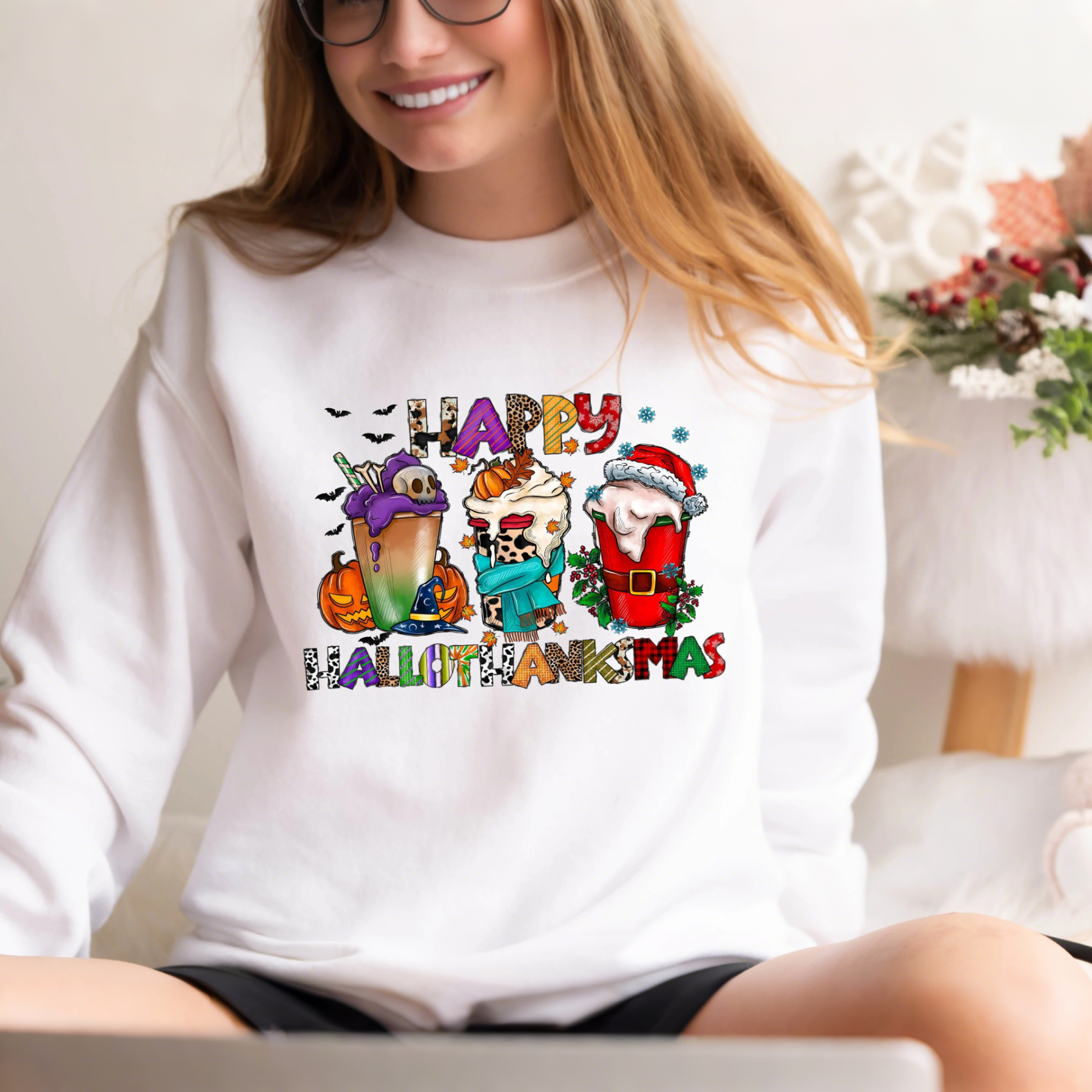  Happy HalloThanksMas Sweatshirt