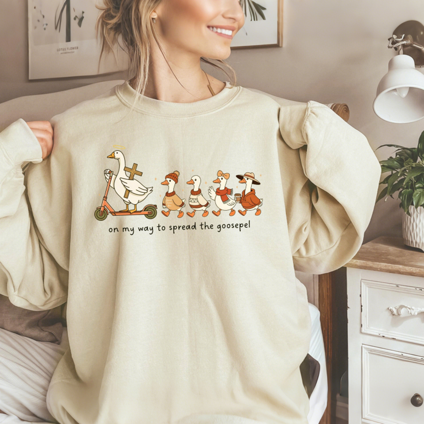 On My Way To Spread The Goosepel Christian Funny Goose Sweatshirt