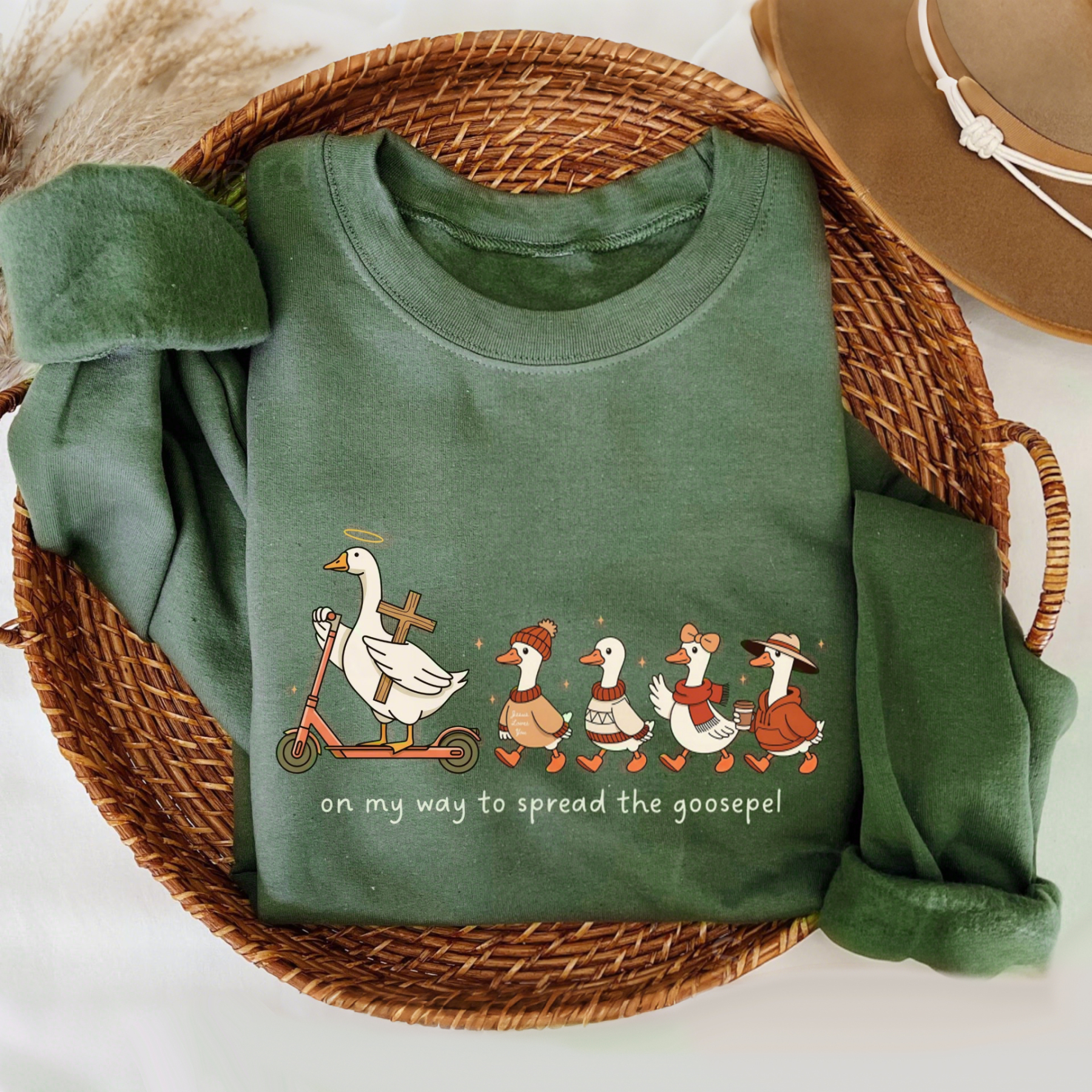 On My Way To Spread The Goosepel Christian Funny Goose Sweatshirt