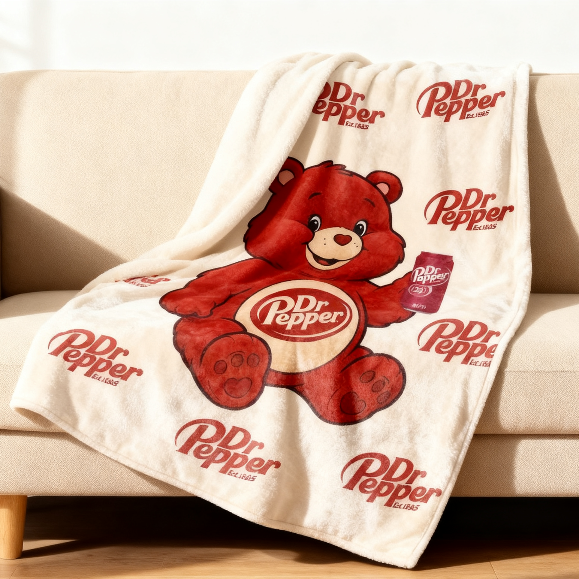 Dr Pepper Funny Bear Flannel Blanket