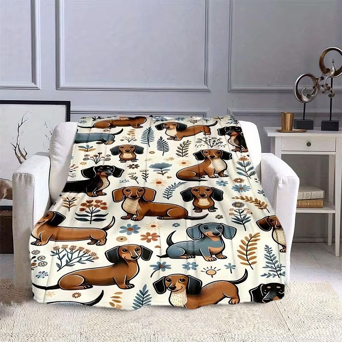 Cute Dachshund Print Blanket
