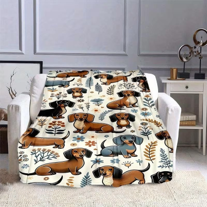 Cute Dachshund Print Blanket