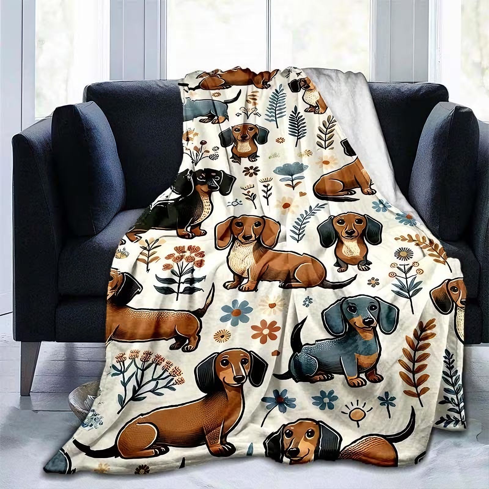 Cute Dachshund Print Blanket