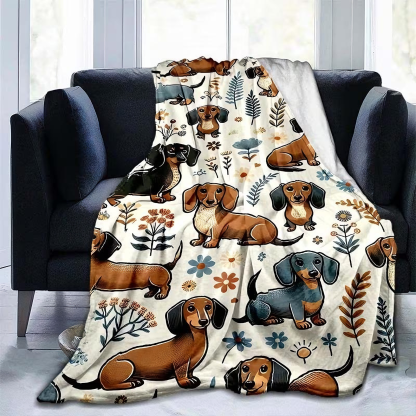 Cute Dachshund Print Blanket