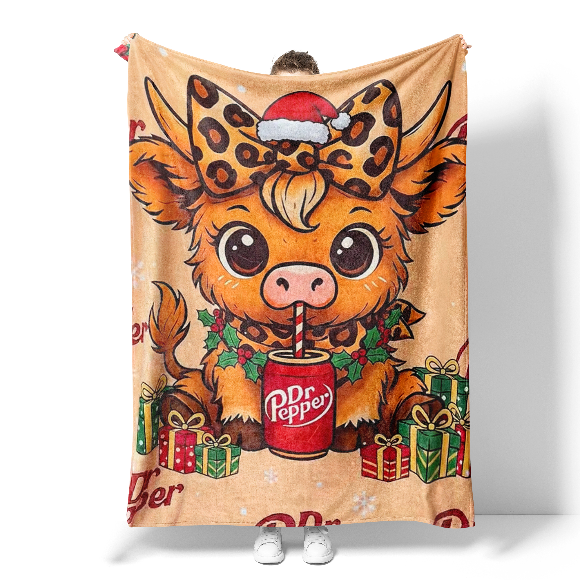 Cute Highland Cow Christmas Blanket