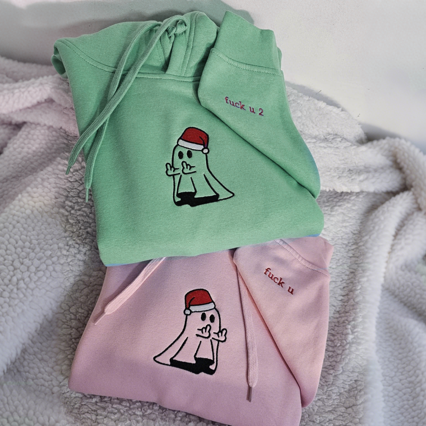 Ghost Middle Finger Christmas Embroidered Sweatshirt