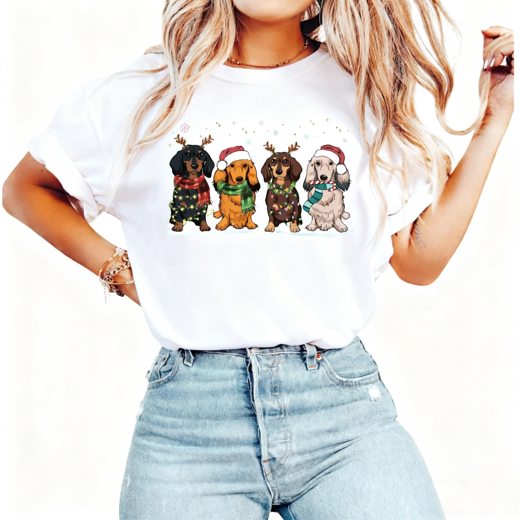 Scarf Dachshund Christmas Sweatshirt