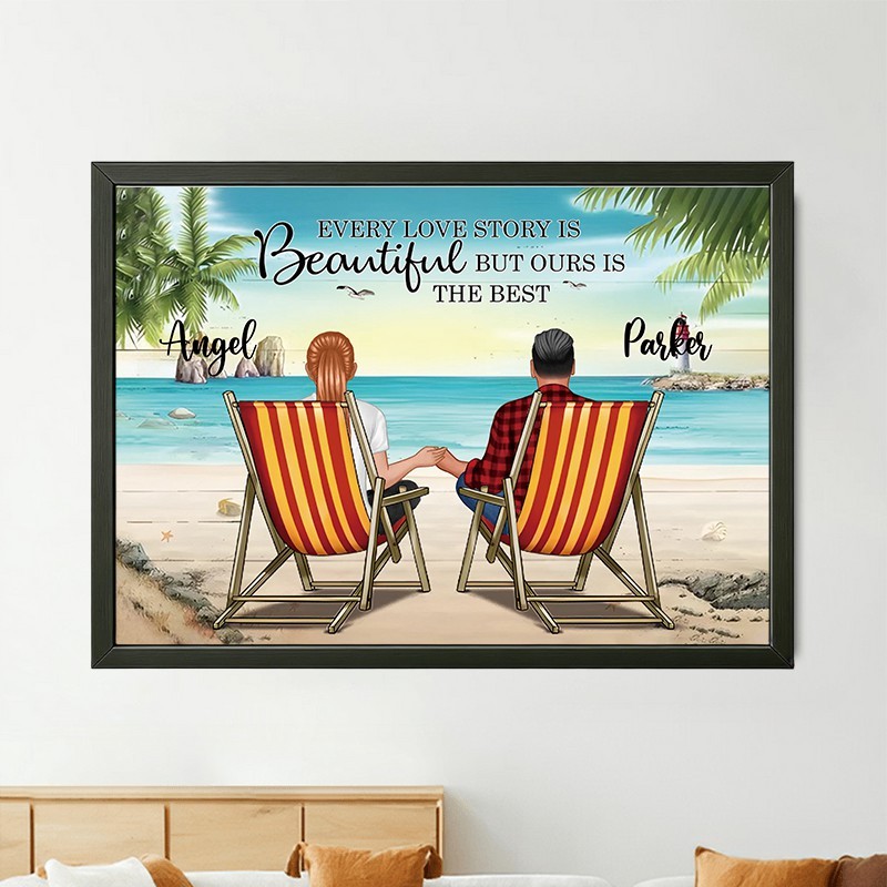 You & Me Beach Love Custom Frame Wall Art