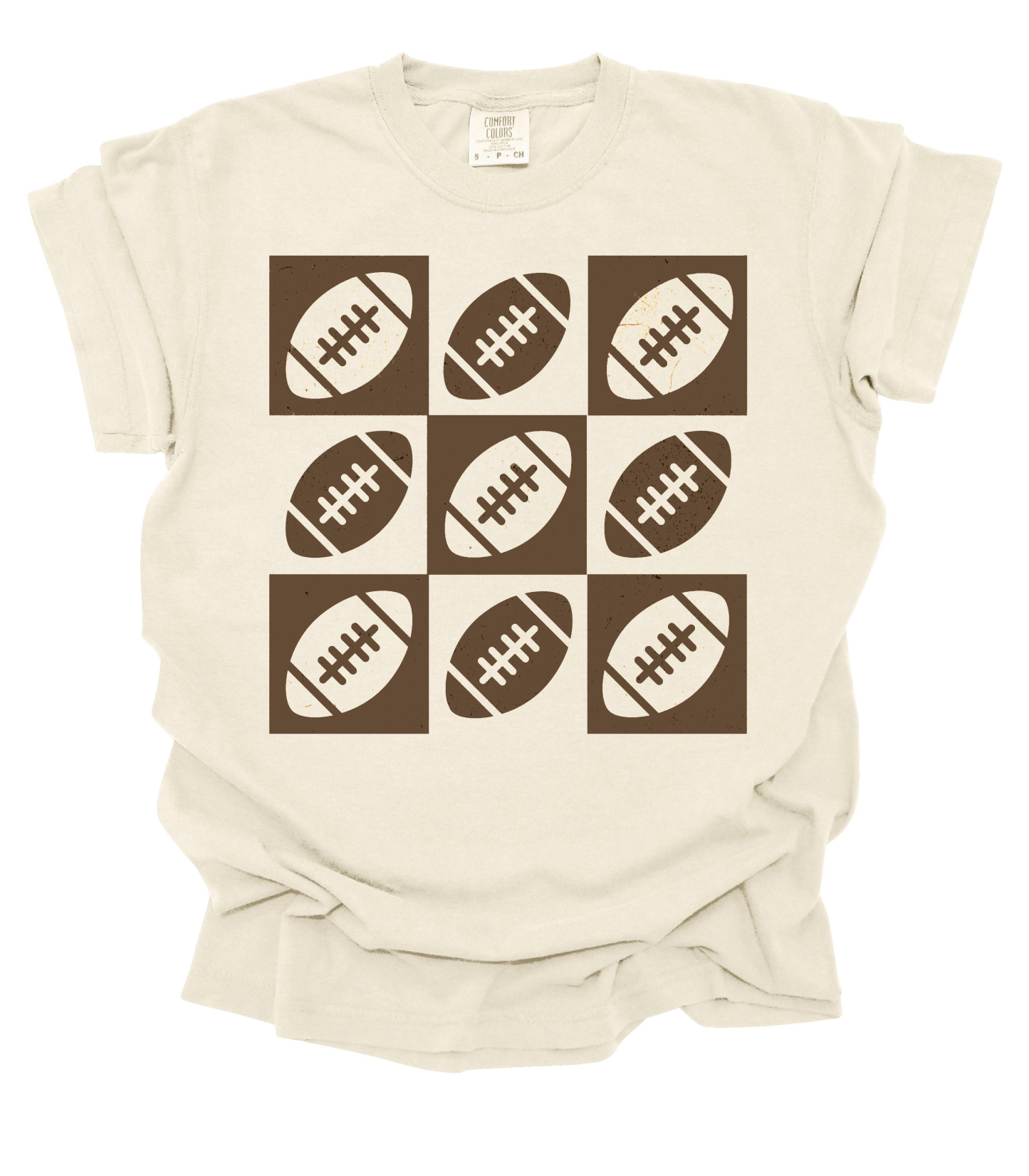 Vintage Checkered Football Tee - Game Day Shirt