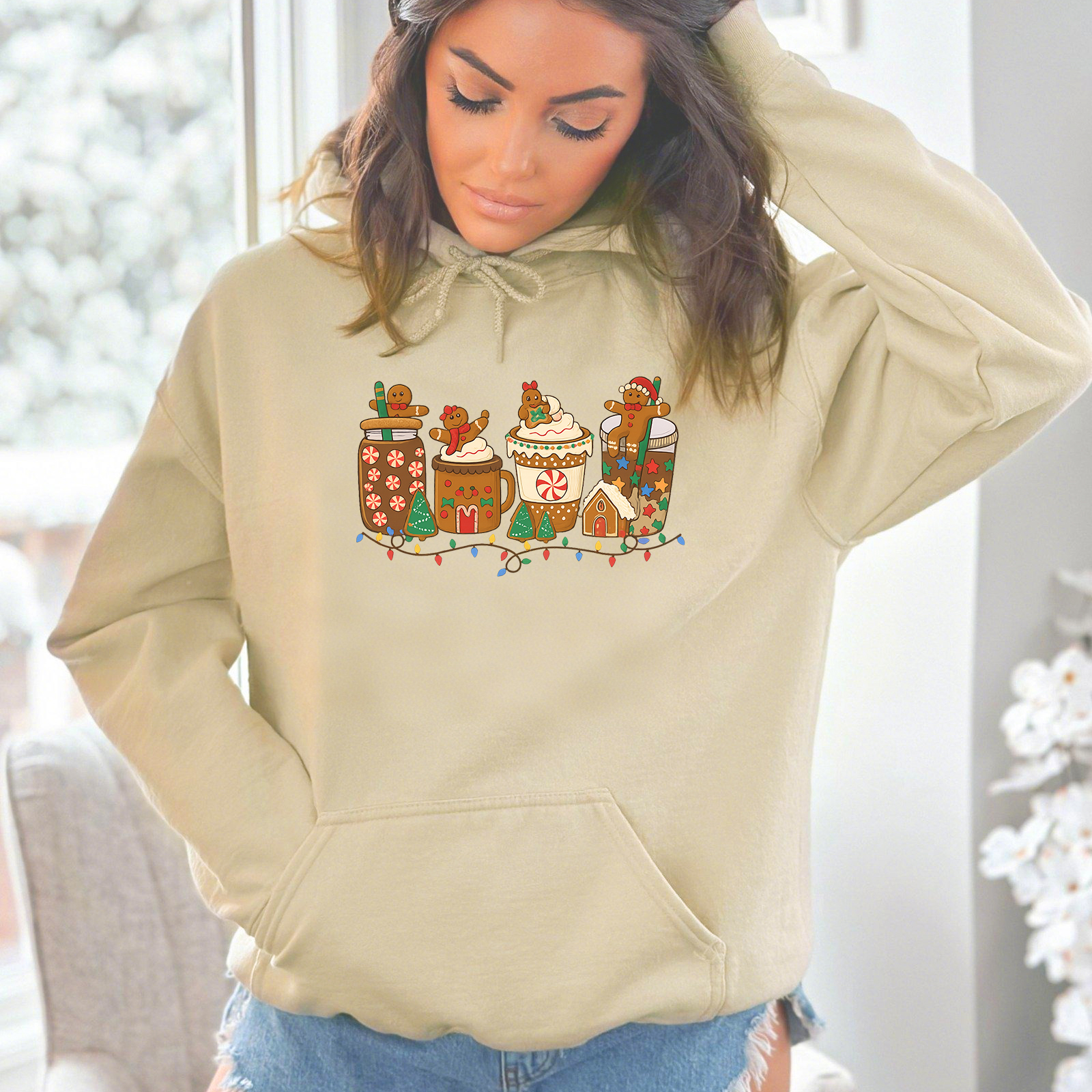 Christmas Gingerbread Print Sweatshirt