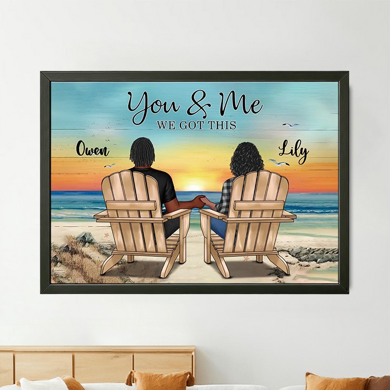 You & Me Beach Love Custom Frame Wall Art