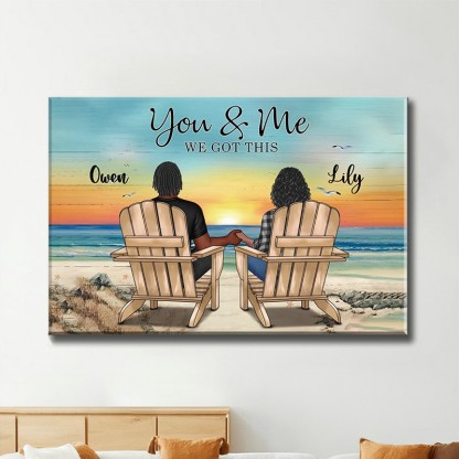 You & Me Beach Love Custom Canvas Wall Art