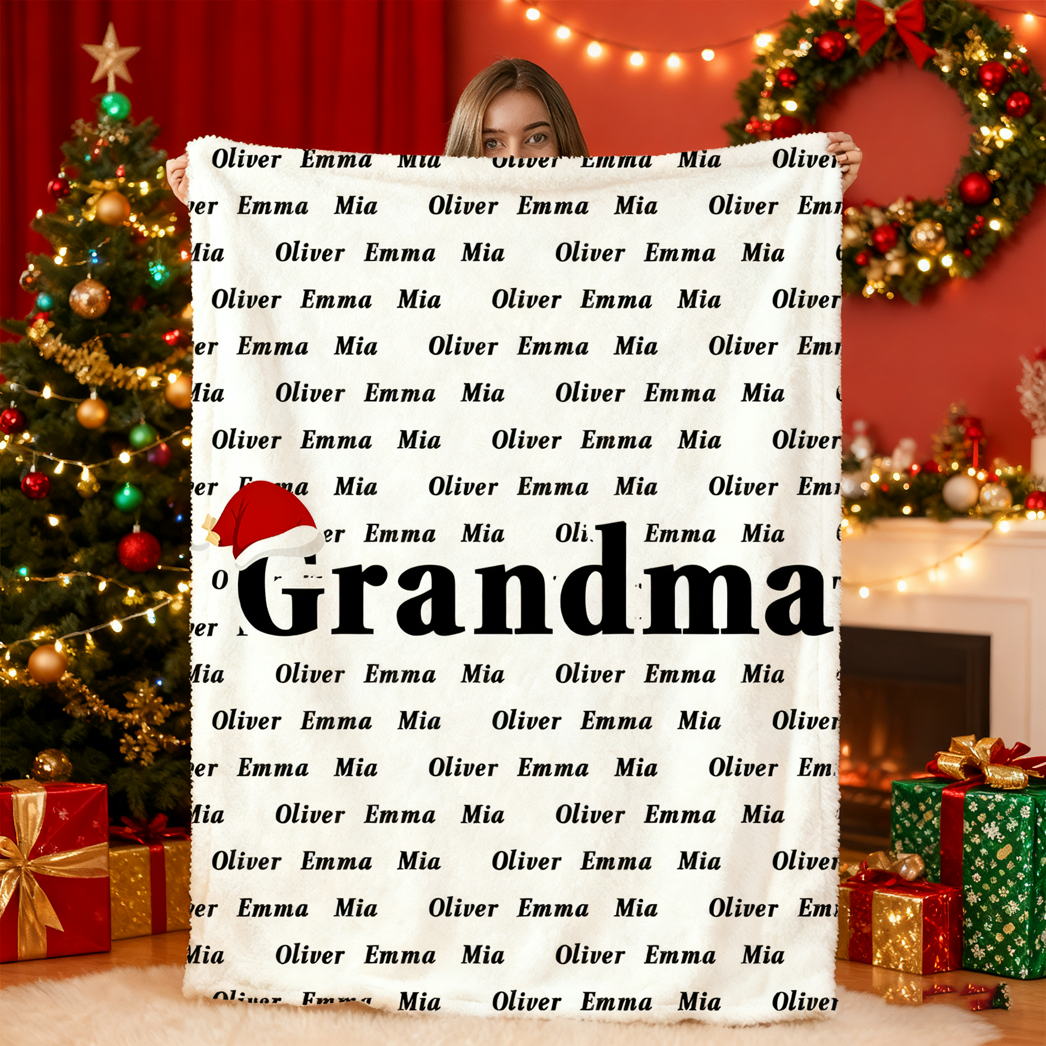 Custom MAMA Christmas Blanket with Your Family Names