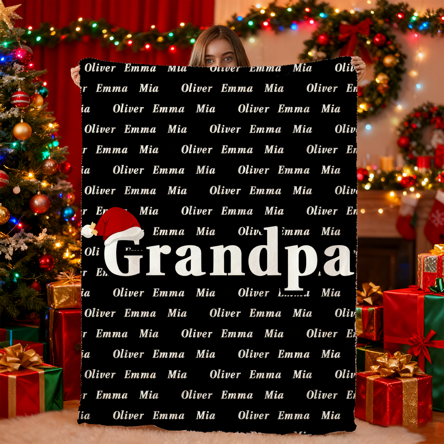 Custom MAMA Christmas Blanket with Your Family Names