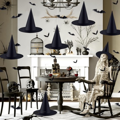 6 PCS Hanging Witch Hat Decor Halloween Party Kit