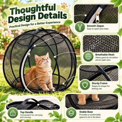 Portable Outdoor Cat Enclosure Mesh Ball Cat Cage