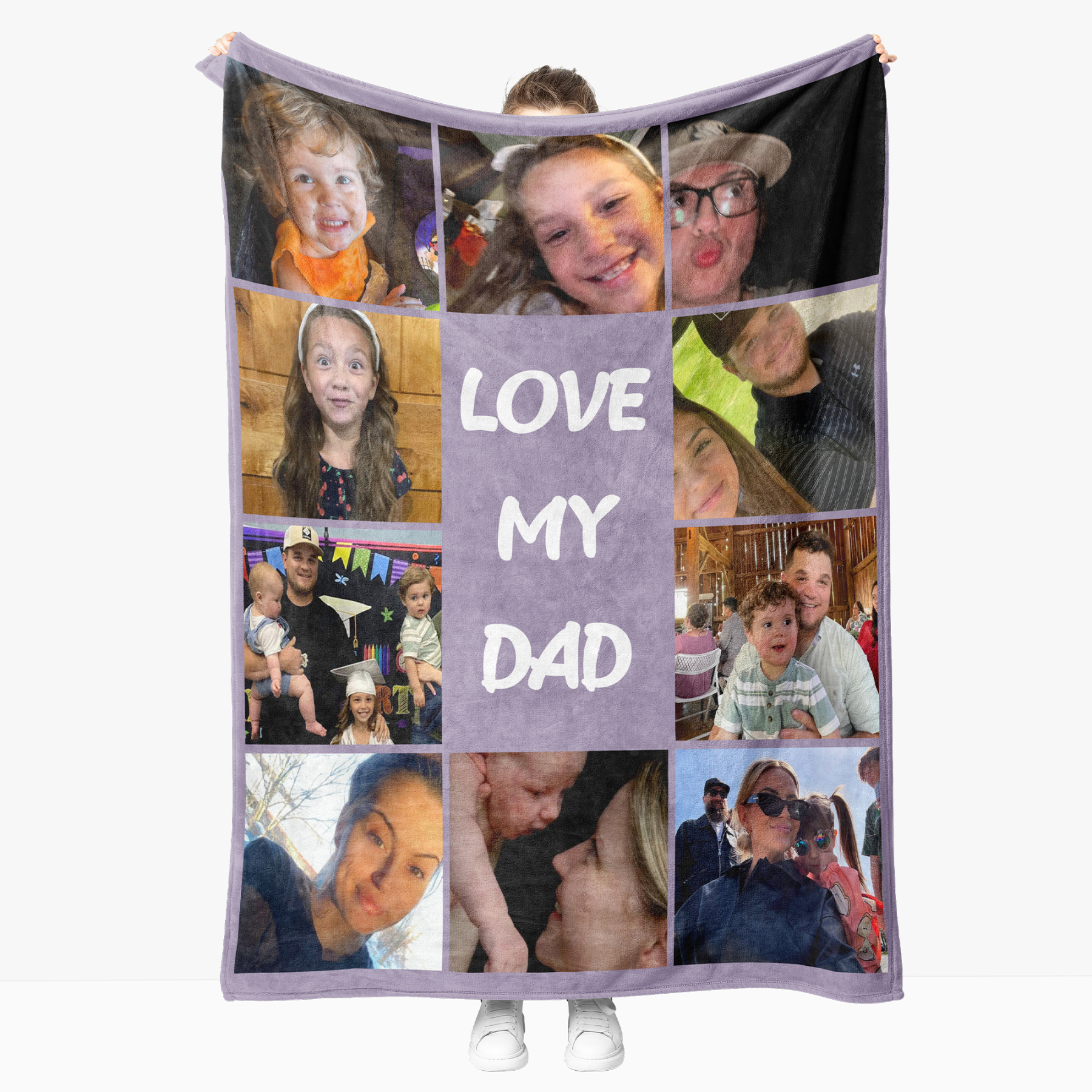 Personalized Father's Day Fleece Blanket with 10 Photos & Text