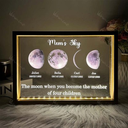 Led light frame with text and date - mom's universe