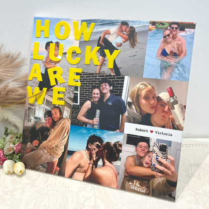 How Lucky Are We Custom Valentine's Day Photo Canvas