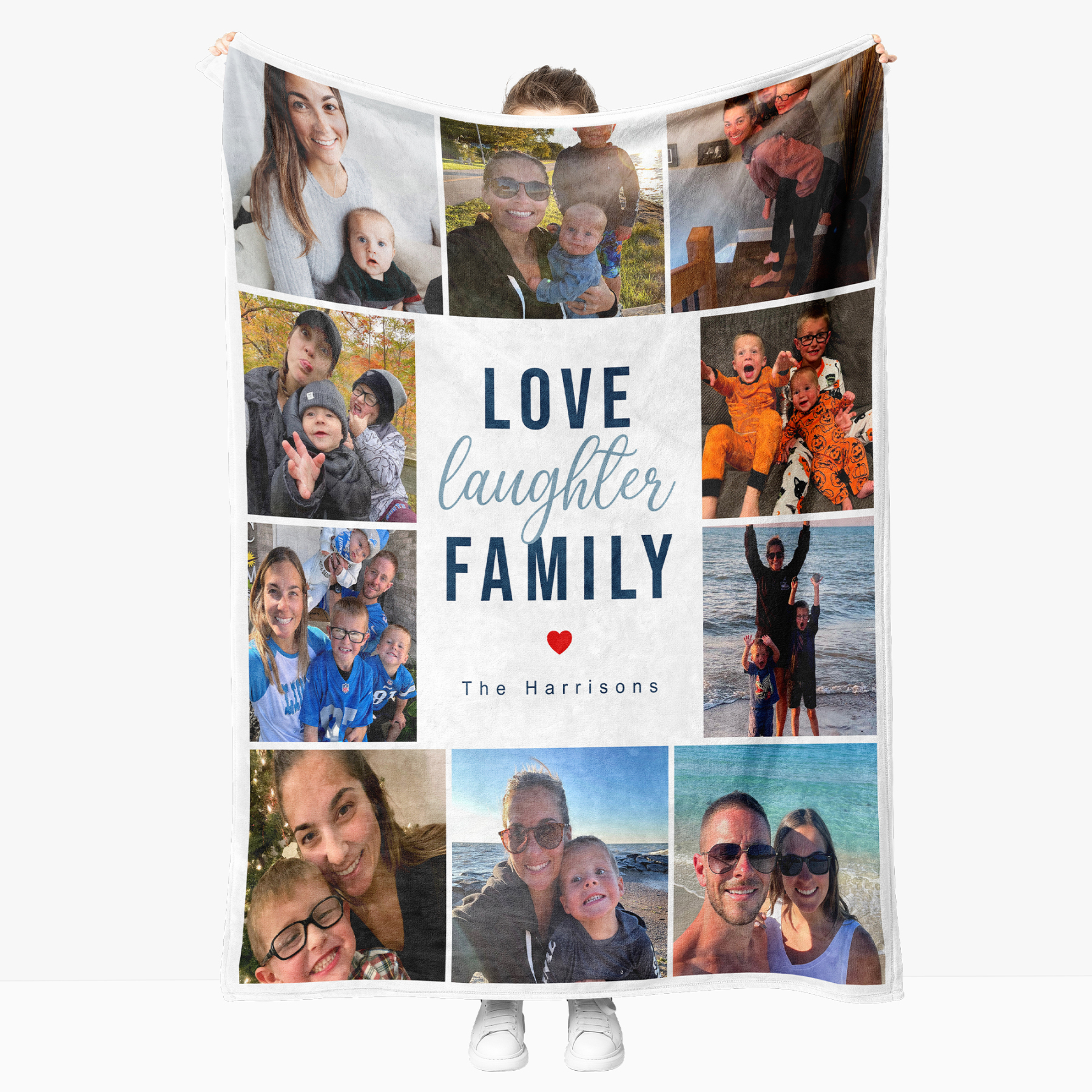 Personalized Father's Day Fleece Blanket with 10 Photos & Text - LOVE MY DAD