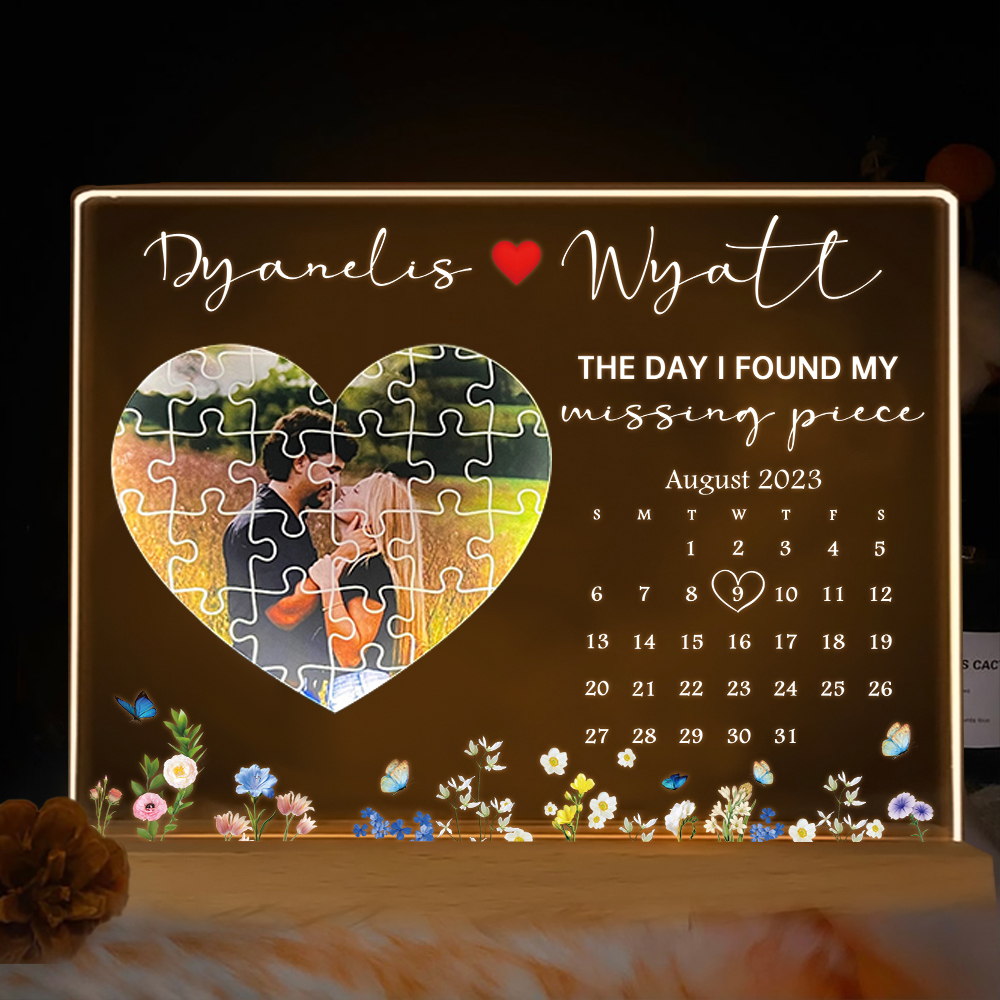 The Day I Found My Missing Piece Light Frame Personalized Gift