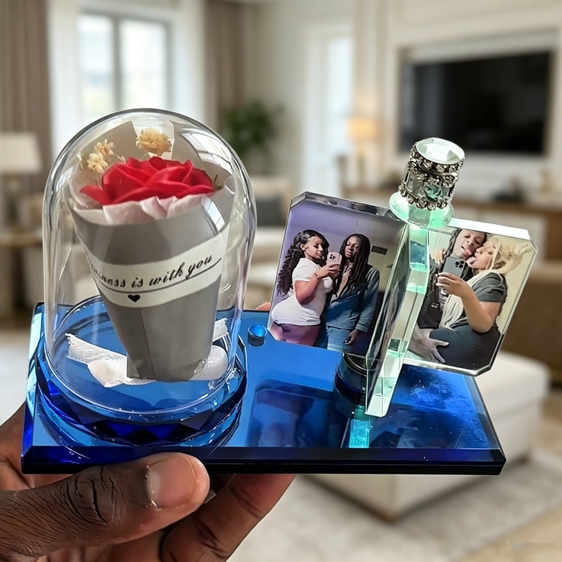 Eternal Rose & Custom Photo Rotating Keepsake Gift